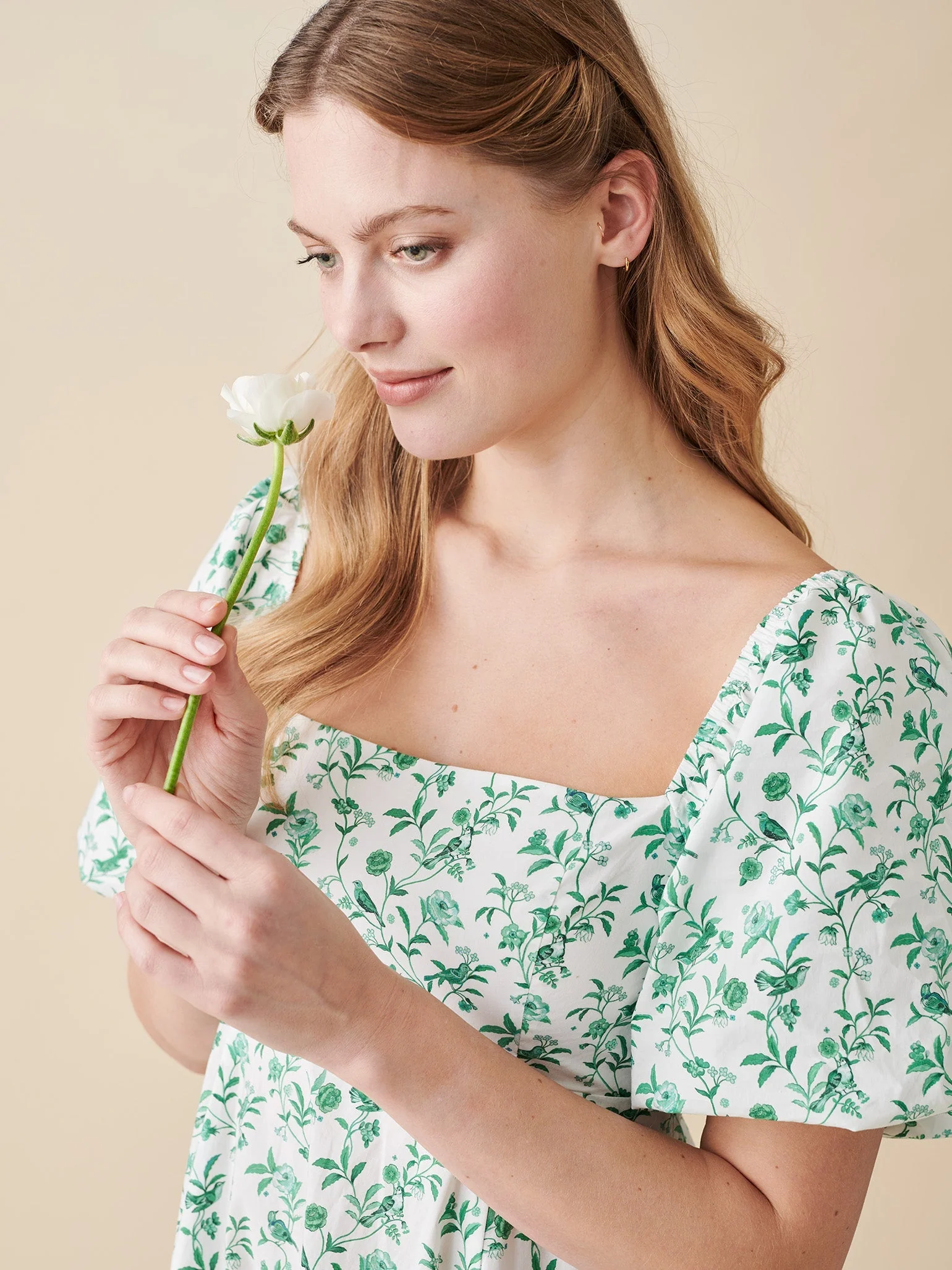 Hill House Home X La Coqueta Green Bird Floral Women Matilda Dress - Image 3