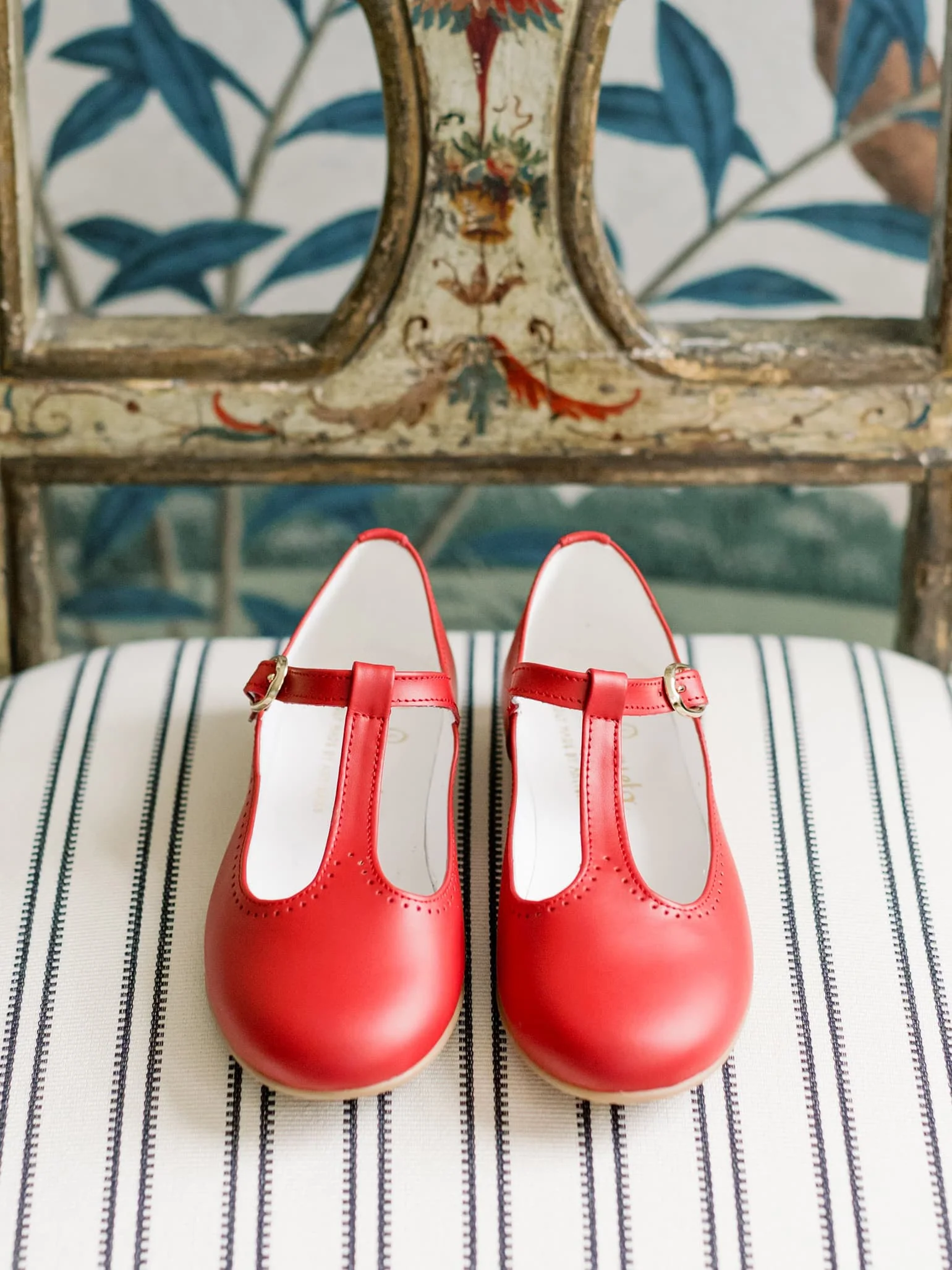 Red Leather Girl T-Bar Shoes - Image 3