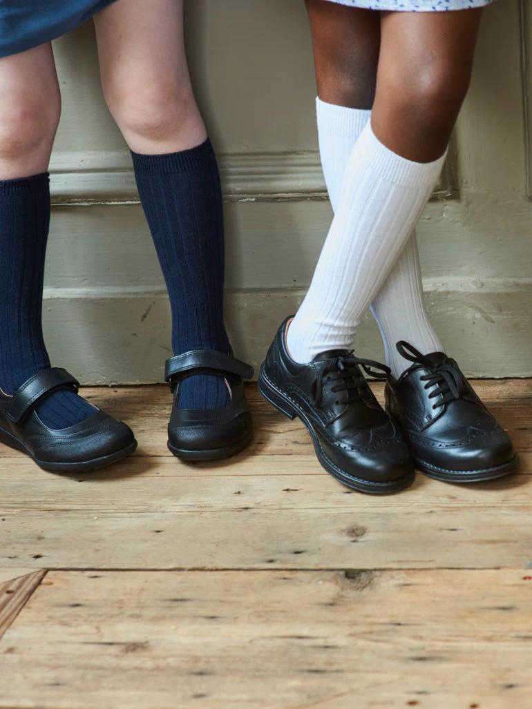 White Ribbed Knee High Kids Socks - Image 5